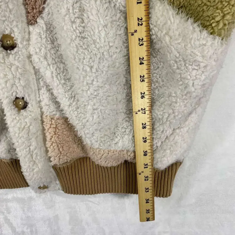 Rare Free People Selma Cardi Color Block Sherpa Cardigan Sz M